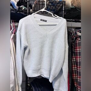 SHEIN Soft Blue V-Neck Sweater